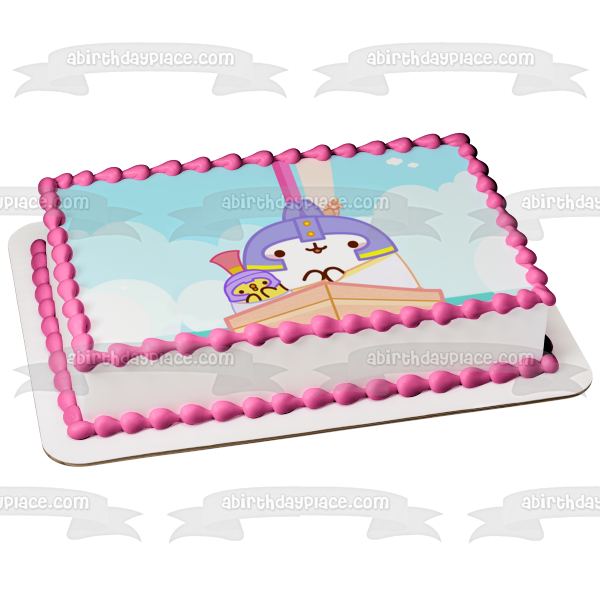 Molang and Piu Piu In a Boat Edible Cake Topper Image ABPID55369 Online Sale