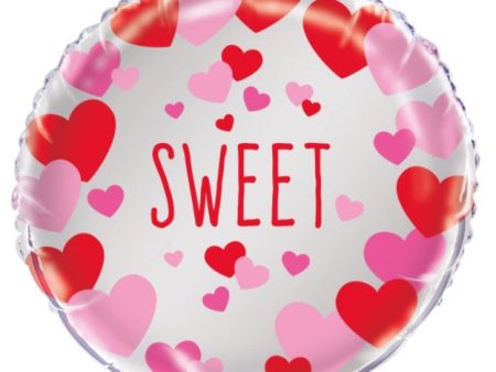 Sweet Pink & Red Hearts Foil Balloon 18 , 1ct For Sale