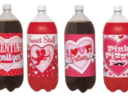 Valentines 2 Liter Bottle Labels, 4ct Supply