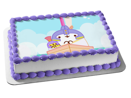 Molang and Piu Piu In a Boat Edible Cake Topper Image ABPID55369 Online Sale