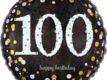 100th Birthday Sparkle Holographic 18  Mylar Balloon Cheap