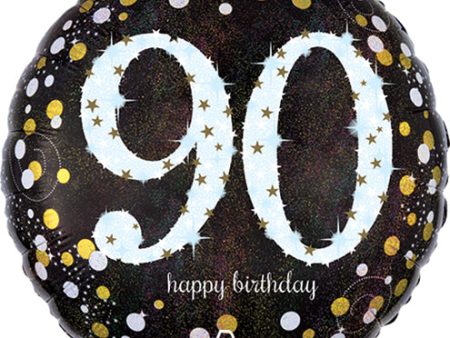 90th Birthday Sparkle Holographic 18  Mylar Balloon Online Hot Sale