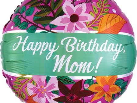 Happy Birthday Mom Floral Bouquet 18  Mylar Balloon Discount