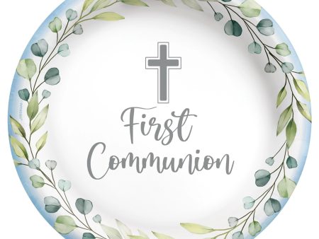 My First Communion 6.75  Round Plates - Blue Online