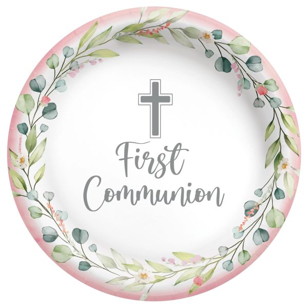 My First Communion 6.75  Round Plates - Pink Online Hot Sale