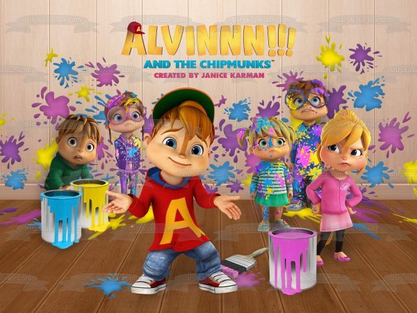 Alvinnn!!! And the Chipmunks Brittany Alvin Simon Theodore Jenette Eleanor Edible Cake Topper Image ABPID55315 For Cheap